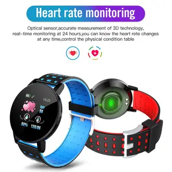 119Plus Smart Laikrodžiai Spalvotas Ekranas Miego Stebėjimo Vandeniui Širdies ritmas, Kraujo Spaudimas, Deguonies Apyrankę Smartwatch 