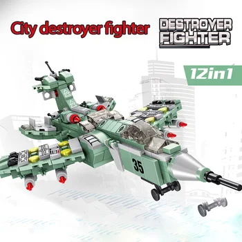 12 1 Karinių Miesto Destroyer Kovotojas Sraigtasparnis Karo Tankas Modelis Statybiniai Blokai, Plytos, Švietimo Žaislai Berniukams, Vaikų