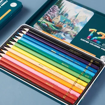 12 spalvų Vandenyje tirpus Spalvotu Pieštuku Alavo Box Pakuotės Studentų Tapybos Mokyklos Reikmenys