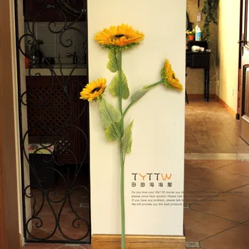 120cm Didelis 3 Vadovo Šilko Dirbtinės Saulėgrąžos Dekoratyvinės Gėlės, Namų Puošimas, Vestuvių papuošimas nemokamas pristatymas