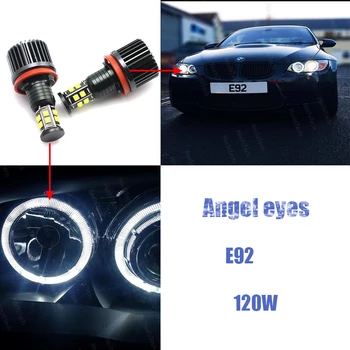 120W 6000K balta H8 LED Angel Eyes Led Gabaritiniai Žibintai BMW 2009-2012 m. 3 Serijos E90 M3