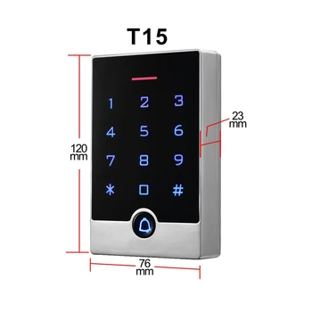 125Khz RDA prieigos kontrolės sistema Reader Klaviatūros IP65 Vandeniui Apšvietimas Touch Klaviatūra Metalo 2000 Vartotojai