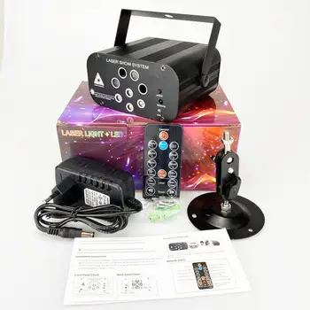 128 Modelius RGB LED DJ Disco Šviesos Profesionalus DJ Scenoje 8 Skyles, Lazerinius Projektorius, Šviesos Muzikos Valdymo Šalis Šviesos Vestuvių