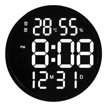 12Inch Led Išjungti Skaitmeninio Temperatūra ir Drėgmė Laikrodis,Elektroninis Laikrodis už Kambarį Apdaila