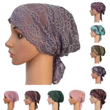 12PCS Musulmonų Moterų Nėriniai Skrybėlę Hijab Islamo Underscarf Kaulų variklio Dangčio Vidinę Skrybėlės Lady Ruožas Turbaną Skrybėlę Chemo Kepurė Šalikas galvos Apdangalai Naujas