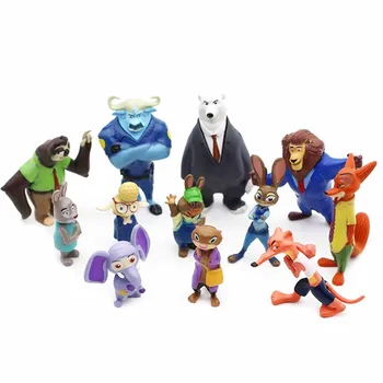 12Pcs/Set Disney Pixar Zootopia Populiarių Animacinių filmų Anime Veiksmų Skaičius, Nick Fox, Judy žaislo modelis, Vaikų gimtadienio žaislas dovanos