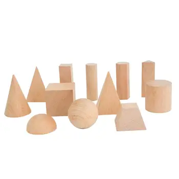 12Pcs/Set Medinės 3D Tuščią Geometrinis Kietasis Modelis Matematikos Mokymo priemones Vaikų Žaislas