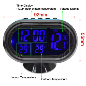 12V 24V Laikrodžiai 4 1 Kartą Dienos Dvigubos Temperatūros Automatinis Skaitmeninis Automobilinis Termometras voltmetras Stebėti Šviesos Laikrodis Įšaldyti Įspėjimo