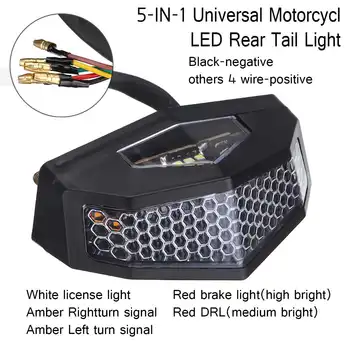 12V 5 In 1 Universalus Motociklas KETURRATIS, LED Galiniai Stabdžių Stop Indikatorius, Signalas, Žibintas Posūkio Signalo Lemputė Retro Licenciją Plokštelės Šviesos