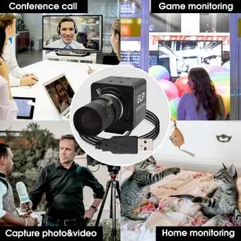 13MP USB Kamera, Kamera 5-50mm Varifocal CS Objektyvo CCTV Saugumo mini PC Cam Kamera, Kompiuteris, Fotoaparatas, nuskaitymo, vaizdo įrašymo
