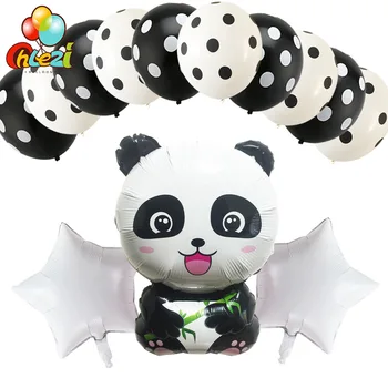 13pcs Panda Folija, Balionus, Gimtadienio Dekoracijas Gyvūnų Vaikai Pripučiami Žaislai, 18inch star helio balionas Dot latekso Globos