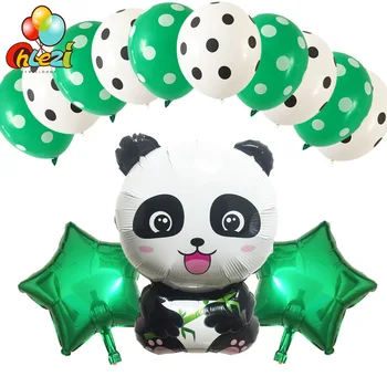 13pcs Panda Folija, Balionus, Gimtadienio Dekoracijas Gyvūnų Vaikai Pripučiami Žaislai, 18inch star helio balionas Dot latekso Globos
