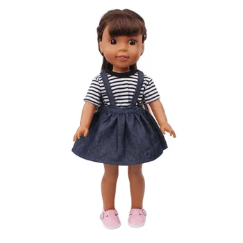 14.5 colių Mergaičių lėlės suknelė Amerikos naujagimių Miela dryžuota juoda petnešos Kūdikių žaislai, drabužiai, dovana vaikui, x5