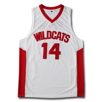14 Zac Efron Troy Bolton Rytų High School laukinės katės balta raudona Retro Krepšinio Jersey Vyrų Prisiūta Megztiniai