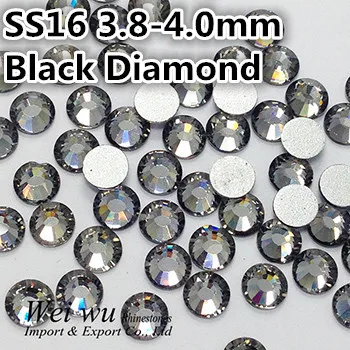1440pcs SS16 Prarasti Ne karštųjų Pataisų Cirkonio Flatback Black Diamond Apdaila
