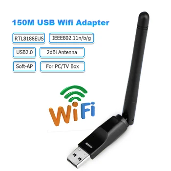 150Mbps WiFi Adapteris USB Belaidžio Tinklo Kortelė RTL8188CU USB Wifi Antenos Adapteris, skirtas PC Desktop Laptop TV Box Lašas Laivybos