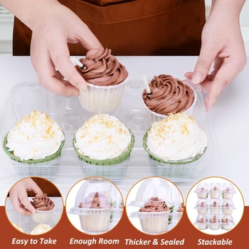 15vnt 6 Skyles Cupcake Pakuotės Dėžutė Skaidri Mini Tortas Saugojimo Keksiukų Kepimo B0KB