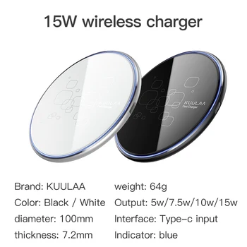 15W Belaidis Kroviklis, Skirtas Samsung Galaxy S10+ Pastaba Qi Greitai Wireless Charging Pad 