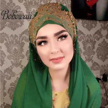 170cm Papuošalai Jersey Hijab Musulmonų Turbaną Hijab Šalikas 24 Spalvų Malaizija Šifono Bling Bling Granules, variklio Dangtis, Hijab Šalikas