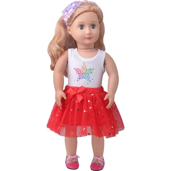 18 colių Mergaičių lėlės drabužiai Star spausdinti suknelė įvairių spalvų Amerikos lėlės sijonas naujagimiui žaislai tinkami 43 cm Kūdikių lėlės c919