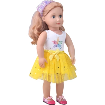 18 colių Mergaičių lėlės drabužiai Star spausdinti suknelė įvairių spalvų Amerikos lėlės sijonas naujagimiui žaislai tinkami 43 cm Kūdikių lėlės c919