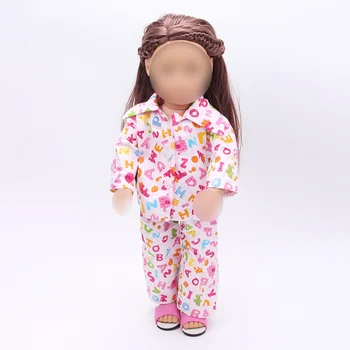 18 colių Mergaičių lėlės Rožinė pižama monograma pajama kostiumas žaislai suknelė Amerikos naujas gimęs drabužiai tinka 43 cm kūdikių reikmenys c18
