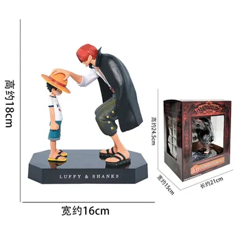 18cm Anime One Piece pav Akakami nr. shankusu+ Hat Luffy 2vnt nustatyti PVC Veiksmų Skaičius, Kolekcines, Modelis Žaislas Statulėlės vaikams