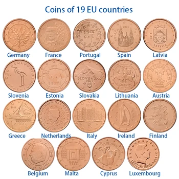 19 ES Šalių, 1 Proc 19 iš Skirtingų Šalių Europoje Naujų Originalių Monetų Kolekcinė Edition Nekilnojamojo Retas Unc