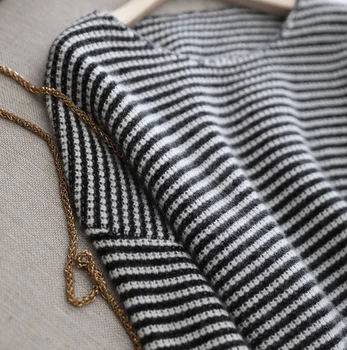 19 Europos stotis kašmyro megztinis moterims, tingus vėjas apvalios kaklo trumpas juostele dugno megztinis didelio dydžio prarasti mados džemperis