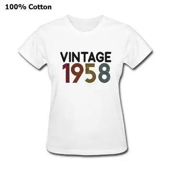 1958 m. Derliaus Klasikinis 61 Metų Gimtadienį Drabužių Motinos Diena Dovanos T-Shirt Moterims Užsakymą Padėkos Geriausia dovana Tee Marškinėliai