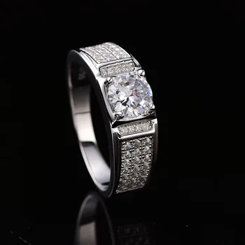 1ct D Spalva Vyrų Moissanite Žiedai Visiškai Diamond S925 Sterlingas Sidabro, platinuotos Vyrų Žiedas Fine Jewelry Praeiti Deimantų Testeris