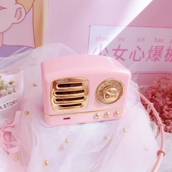 1pc animacinių filmų rožinės spalvos mini wireless bluetooth garsiakalbiai music box mergaitėms dovanų