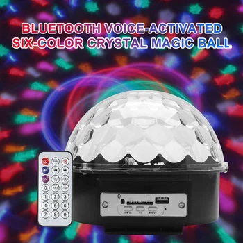 1pc LED Disco Garso Aktyvuotas Sukasi Scenos Šviesos MP3 Grotuvas Su Nuotolinio Valdymo 6 Spalvų RGB Digital Crystal Diskoteka Magija Kamuolys