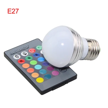 1Pcs E27 E14 LED RGB Lemputė lempos AC110V 5W 220V LED RGB Dėmesio pritemdomi magija Atostogų RGB apšvietimas+IR Nuotolinis Valdymas 16 spalvų