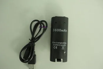 1PCS Juoda 3600mAH Įkraunamos Baterijos Įkroviklio Kabelis skirtas Nintendo Wii Nuotolinio valdymo pultelis