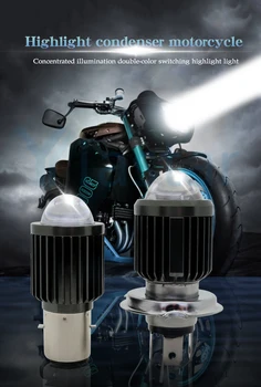 1pcs Motociklas Mini Bi-LED Žibintų Projektoriaus Objektyvas H4 H6 BA20D LED Lemputės 1800LM Hi/Lo Lempos Dual Spalvų Paspirtukas Moto, ATV