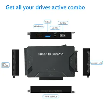 1Pcs Perdavimo Konverteris USB 3.0 IDE, SATA HDD Išorės Rinkinys Jungtis 2.5