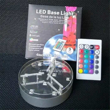 1piece/ daug RGB Multi spalva Keičiasi Pagal Stalo Vaza LED Šviesos pagrindas Su Nuotolinio valdymo pultelis, Vestuvių Puošmena Apdaila