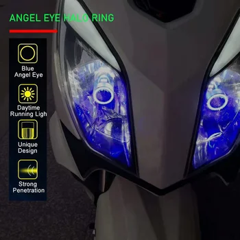 1X Mėlyna/rožinė Angel eye Ba20d LED Motociklo priekinis žibintas H4 HS1 H6, Scooter, Motociklai Žibintai DRL Lemputės Priedai 12/24V
