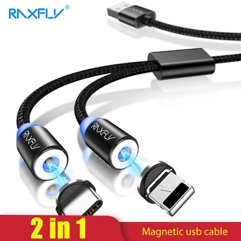2 1 Magnetinis Kabelis RAXFLY Apšvietimas, USB C Tipo Kabelio 