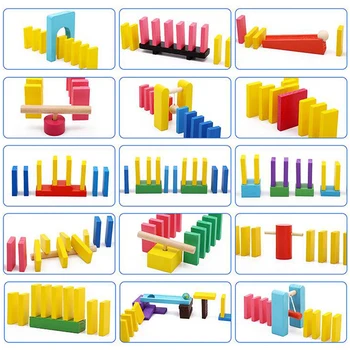 2-120pcs/set Spalva Tarsi Medinis Domino Įstaiga Priedai Blokai Dėlionės Suaugusiųjų Domino Žaidimai Montessori Žaislai Vaikams