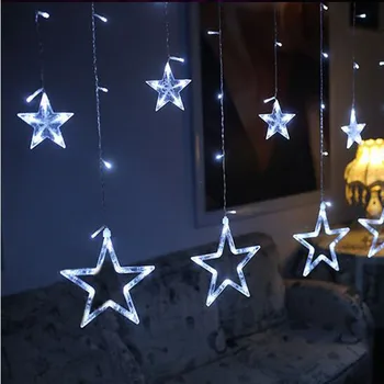 2,5 M Kalėdų LED Žibintai AC 220V Romantiška Fėja Star LED Užuolaidų String Apšvietimo Juostelės Atostogų Vestuvių Girliandą Šalies Apdaila