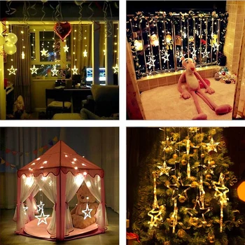 2,5 M LED Pasakų Star Užuolaidų String Žibintai, Vestuvių, Gimtadienio Girliandą Lempos Kalėdos Naujųjų Metų, Kalėdų Eglučių Papuošalai Namuose