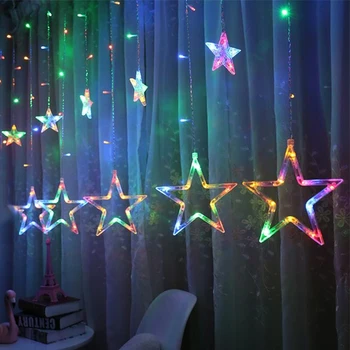 2,5 M LED Pasakų Star Užuolaidų String Žibintai, Vestuvių, Gimtadienio Girliandą Lempos Kalėdos Naujųjų Metų, Kalėdų Eglučių Papuošalai Namuose