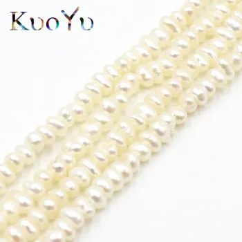 2,5 mm, Natūralios Baltos spalvos Gėlavandenių Perlų Rondelle Prarasti Tarpiklis Karoliukai Papuošalai Priėmimo 