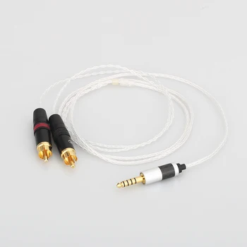 2,5 mm TRRS/4.4 mm Subalansuotas Vyrų 3,5 mm Lizdas RCA Plug Aux Kabelis 8x 1,0 mm Sidabro Vielos Headphone Amp