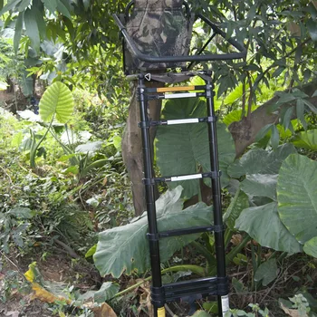 2.6 M Aliuminio Medžioklės Medis Stovi Sėdynė 8 Žingsniai Medžioklės Teleskopinės Kopėčios Floding Medžiotojas Fotografavimo Kėdės Stovas su Kamufliažas Sėdynės