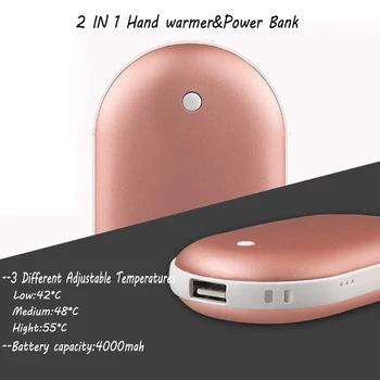 2 In 1 mini vertus šilčiau 4000mah galia Banko USB patogu šildytuvus Powerbank Nešiojamų Poverbank Išorės Baterijos Kroviklis, skirtas Telefonas