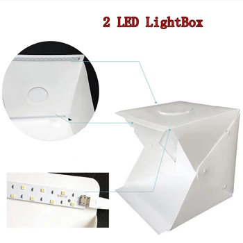 2 LED Lankstymo Švieslentę 40cm Nešiojamų Stalo Fotografavimo Softbox Fotografijos Studija Nuotrauka Softbox Reguliuojamas Ryškumas Šviesos Dėžutės