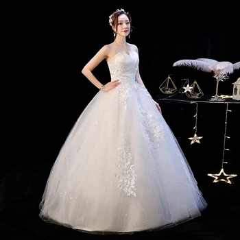2 Modelis Mados Paprasta Buteaful Elegancija Nėrinių Vestuvių Suknelė 2020 Vestidos de novia Stralpless Rankovių Saldus Suknelė Grindų 8